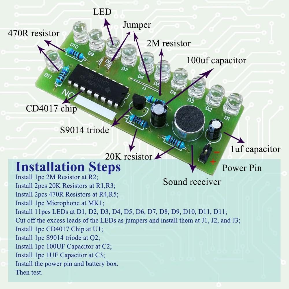 Kit de Práctica de Soldadura ISolderStore CD4017 con 10 LEDs
