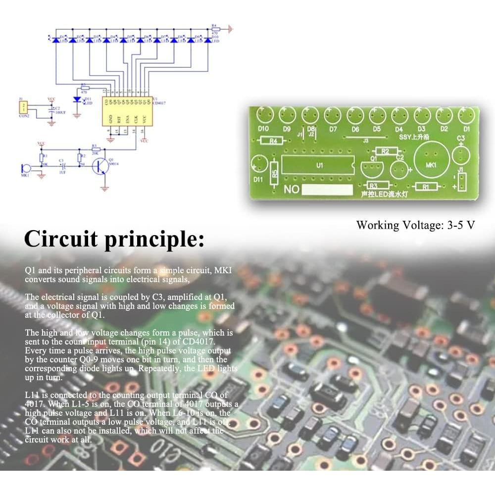 Kit de Práctica de Soldadura ISolderStore CD4017 con 10 LEDs