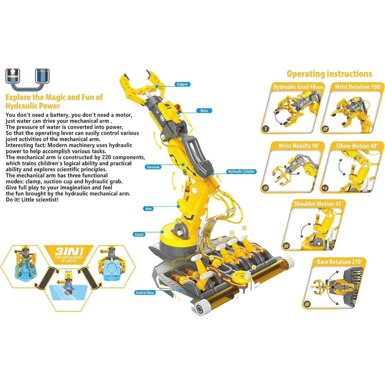Kit de Brazo Robótico Hidráulico Tissting 3 en 1 para Niños