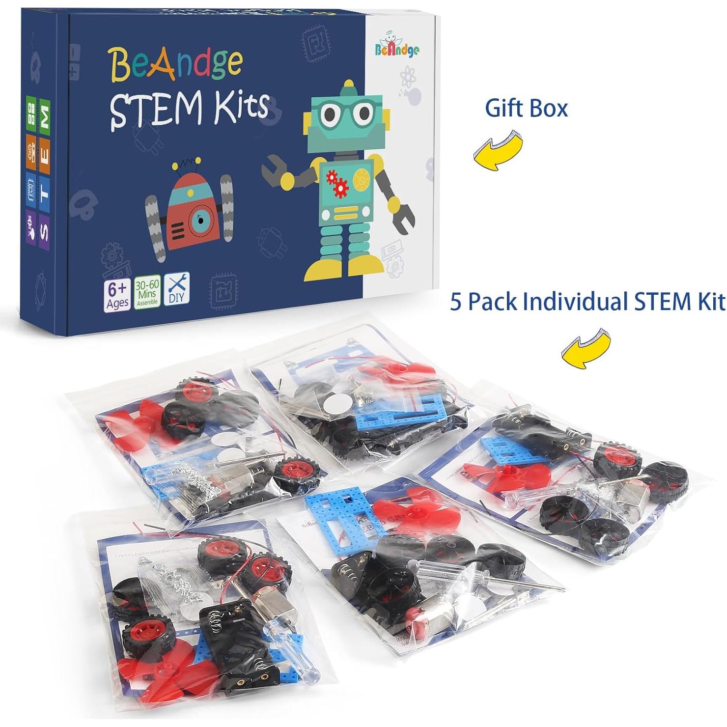 Kit STEM 5 en 1 BeAndge para Niños 6+ Años - Autos Eólicos
