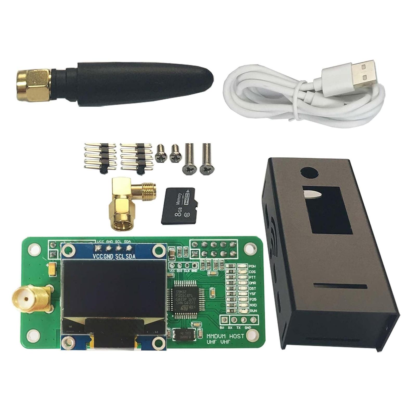 Placa MMDVM Hotspot y Pantalla OLED y Antena UHF y Aluminio