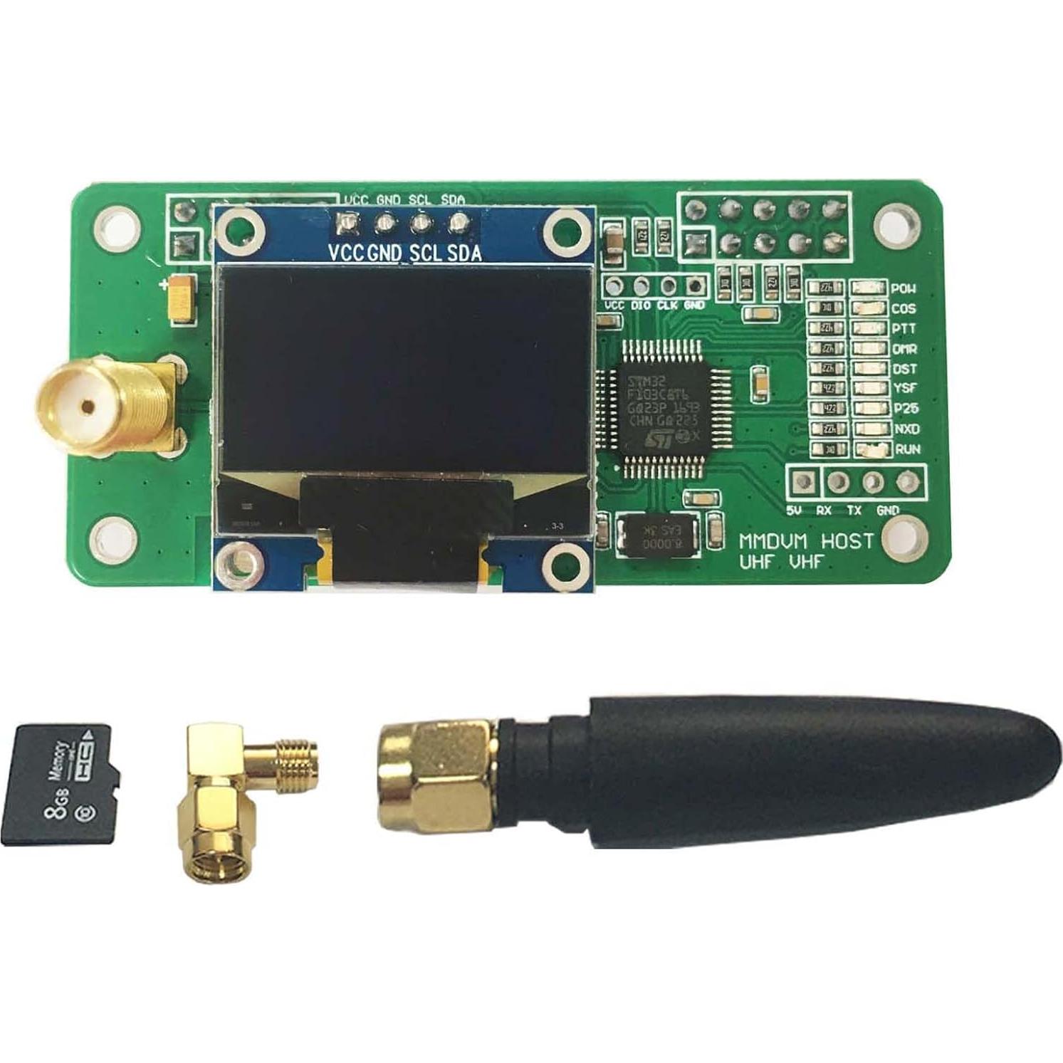 Placa MMDVM Hotspot y Pantalla OLED y Antena UHF y Aluminio