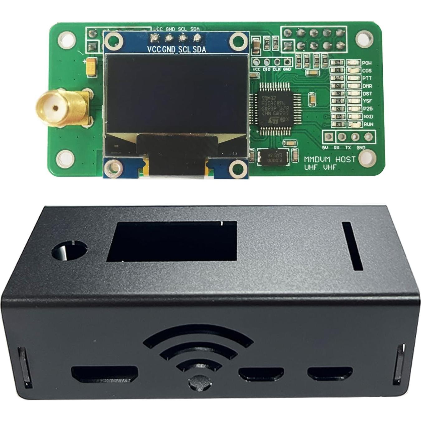 Placa MMDVM Hotspot y Pantalla OLED y Antena UHF y Aluminio
