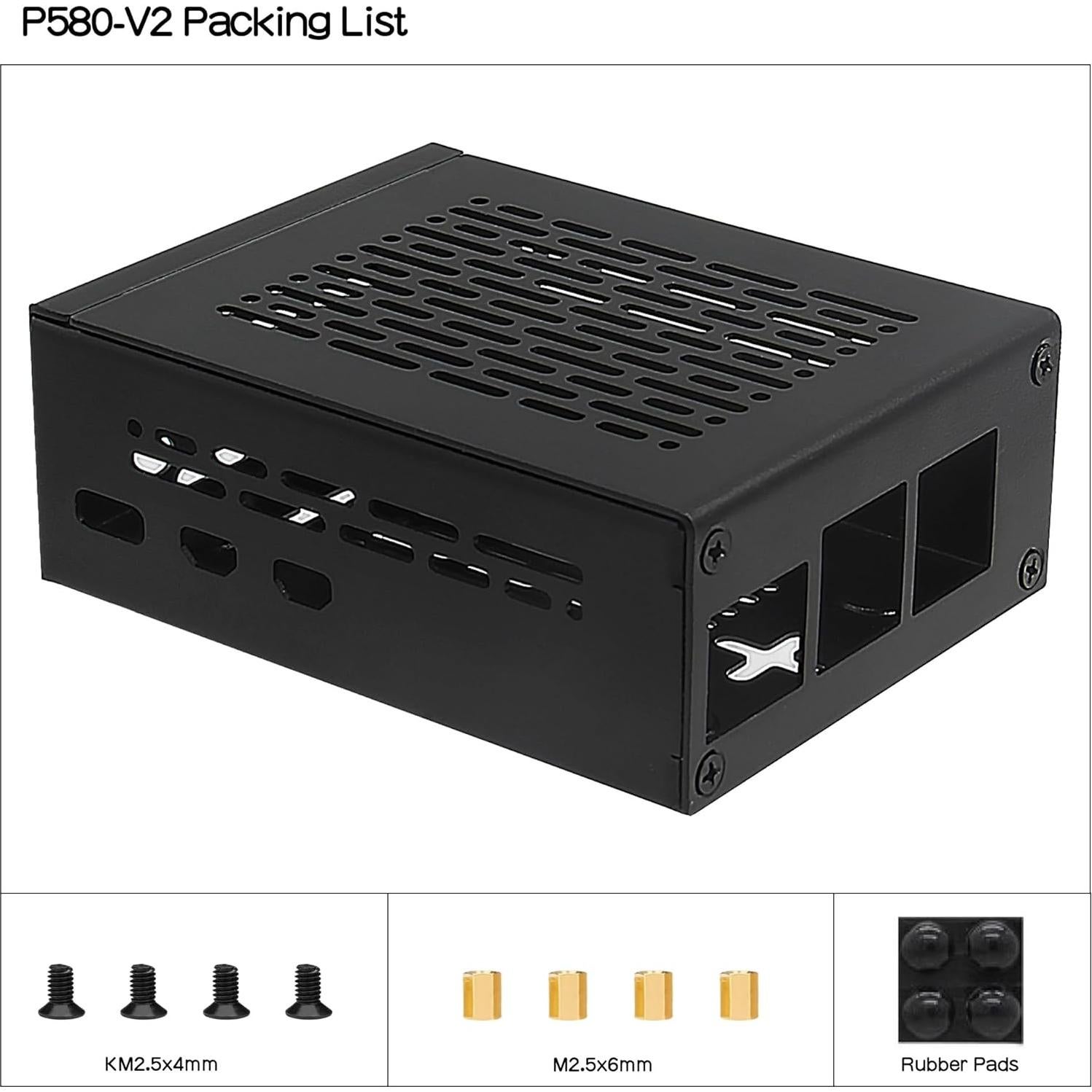 Caja de Metal Geekworm P580-V2 con Fuente GaN 27W para Raspberry Pi 5