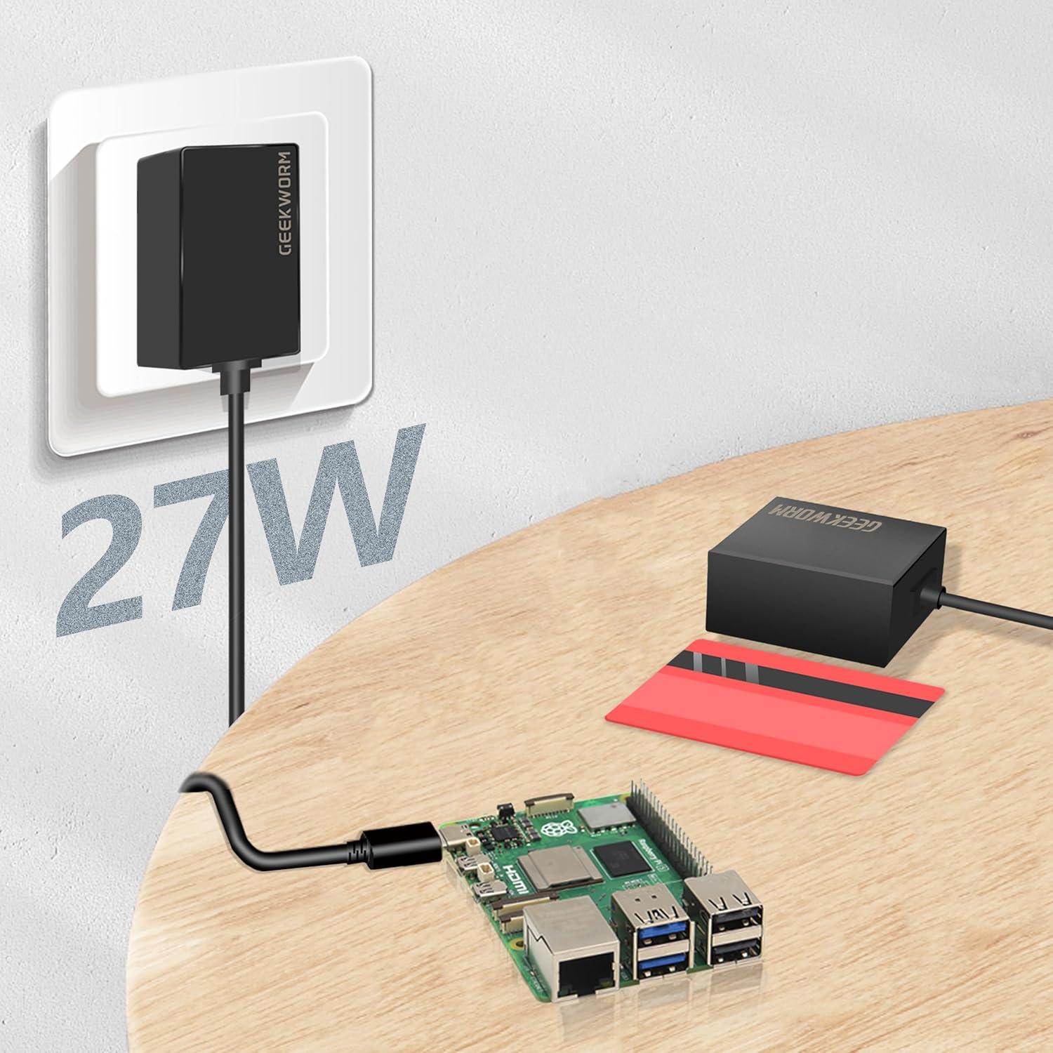 Caja de Metal Geekworm P580-V2 con Fuente GaN 27W para Raspberry Pi 5