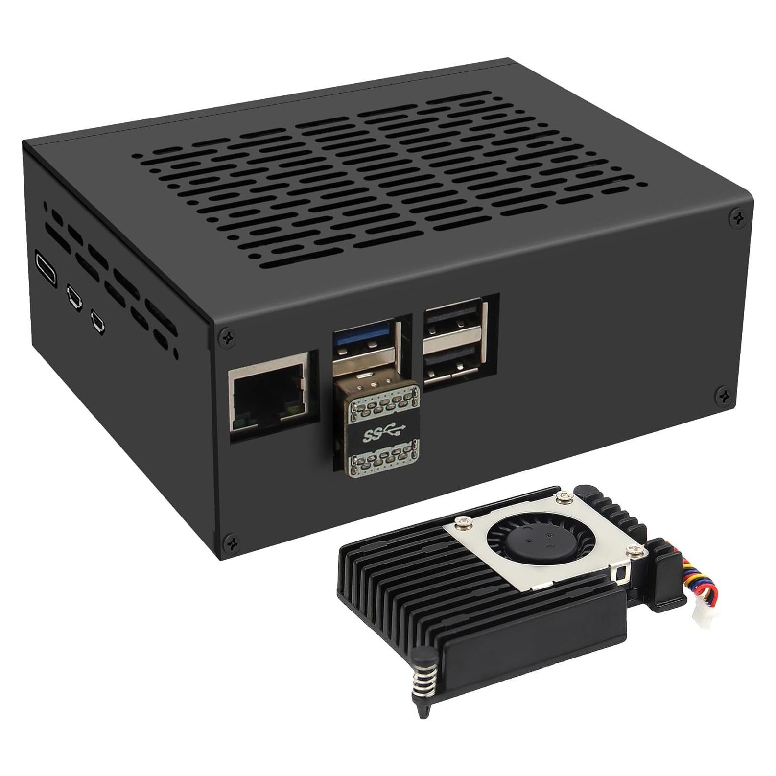 Caja de Metal Geekworm X1100-C1 con Enfriador Activo H505 para Raspberry Pi 5