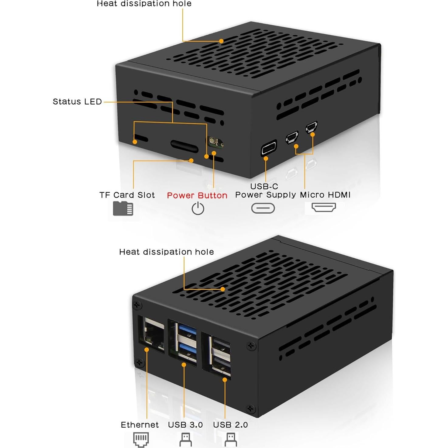 Caja de Metal Geekworm P580+ con Enfriador Activo H505 para Raspberry Pi 5