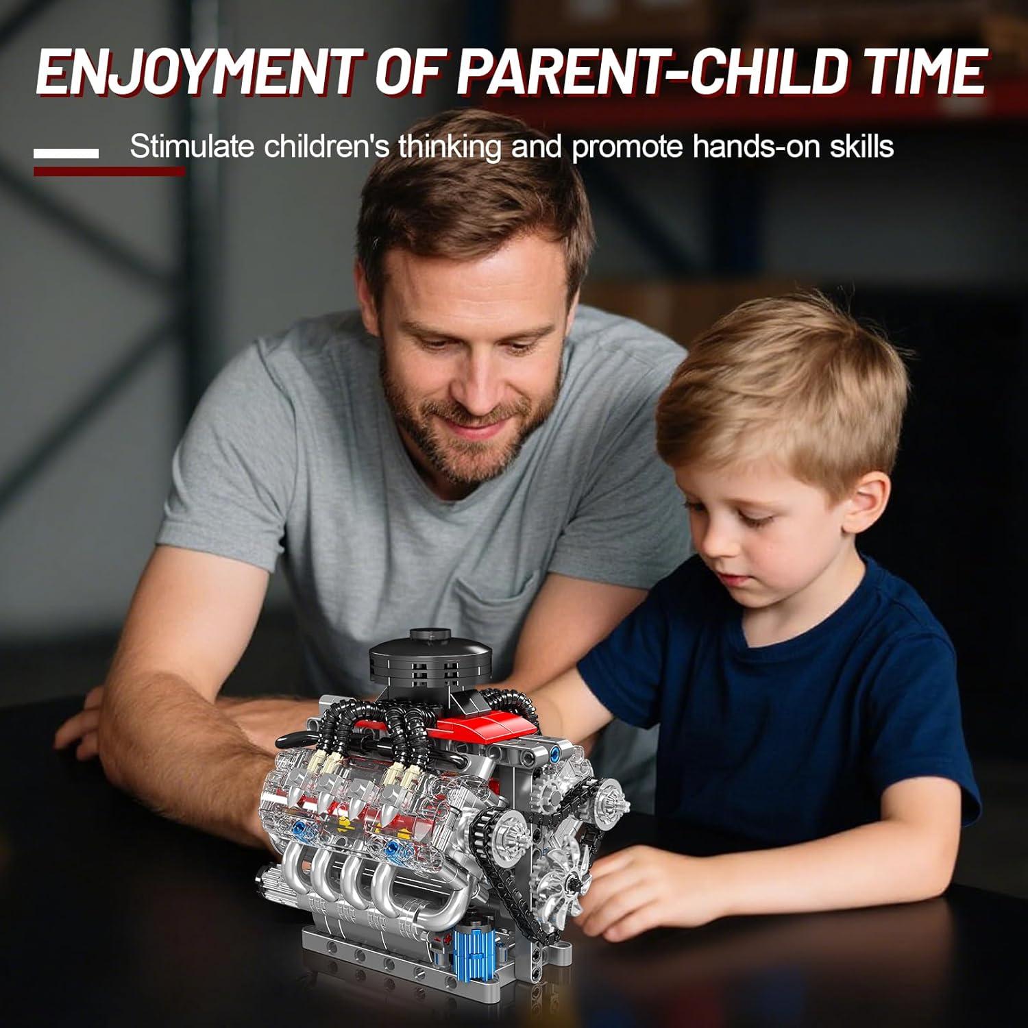 Modelo de Motor V8 Mini Nueris 487 Piezas Juguete STEM