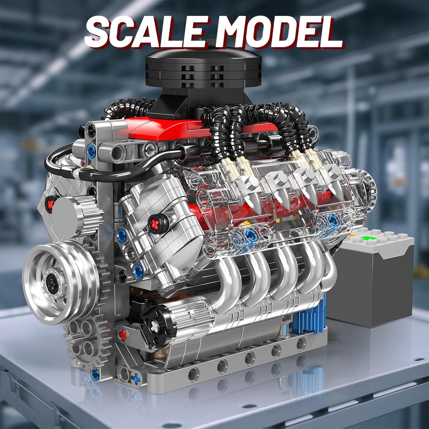 Modelo de Motor V8 Mini Nueris 487 Piezas Juguete STEM