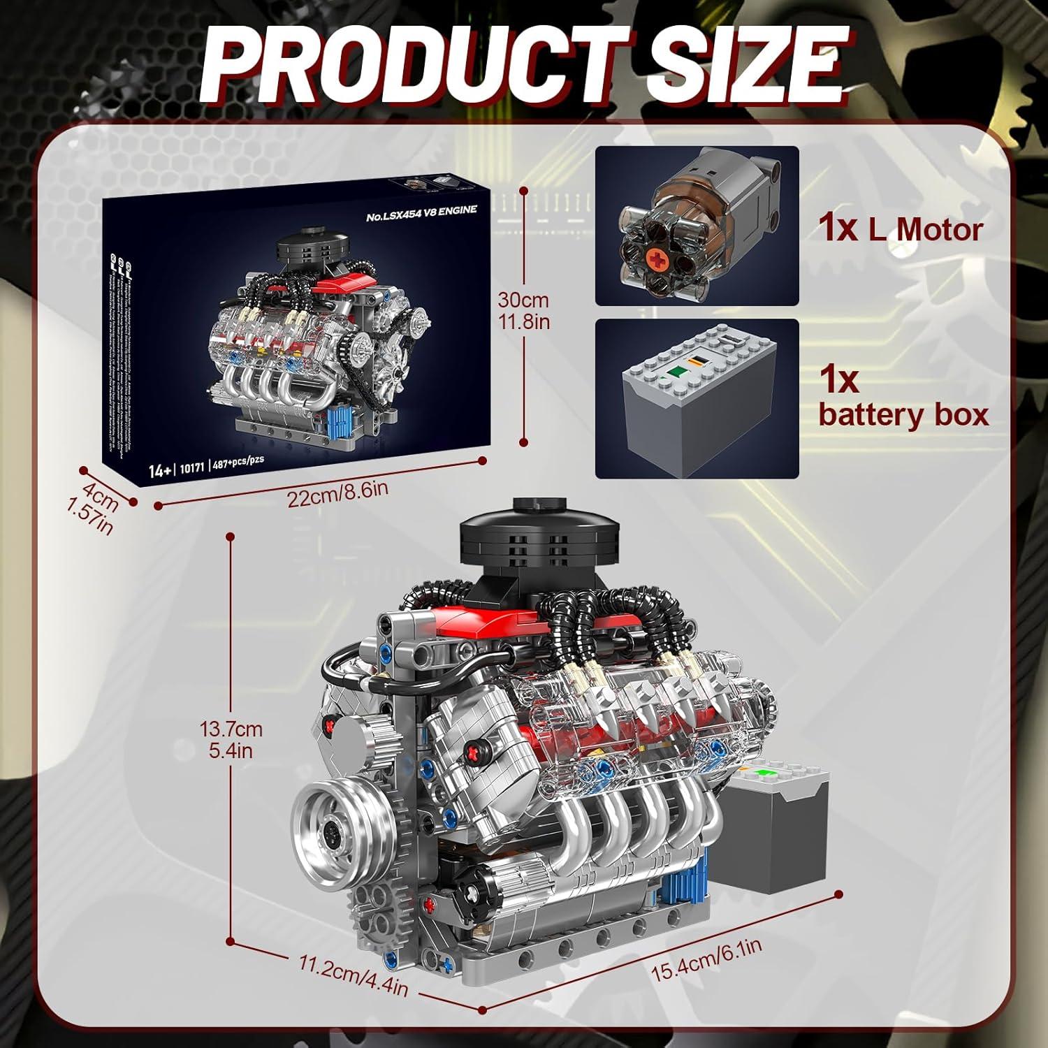 Modelo de Motor V8 Mini Nueris 487 Piezas Juguete STEM