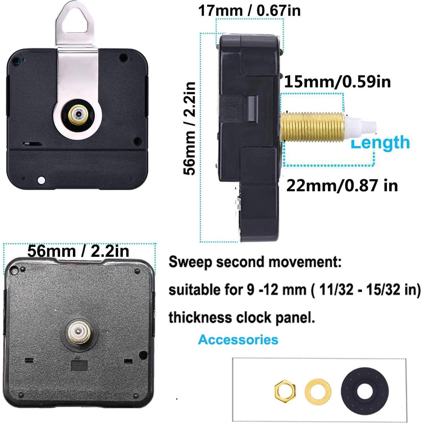 Kit de Mecanismos de Reloj HILLHOME 2 Piezas Sin Tictac