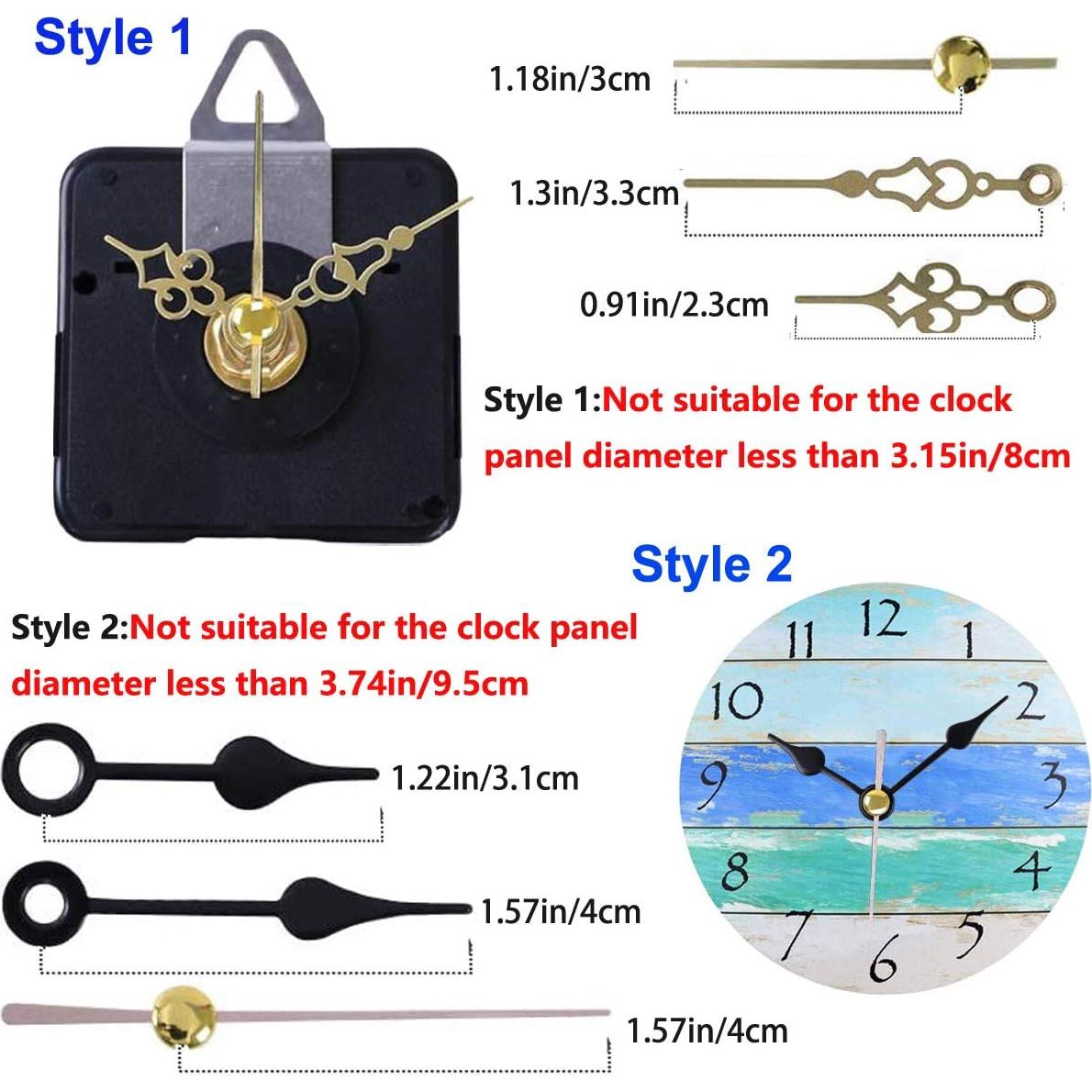 Kit de Mecanismos de Reloj HILLHOME 2 Piezas Sin Tictac