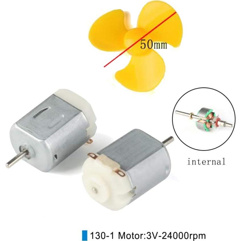 Motor Micro 130 HiLetgo 10pcs DC 24000 RPM con Hélice 50mm