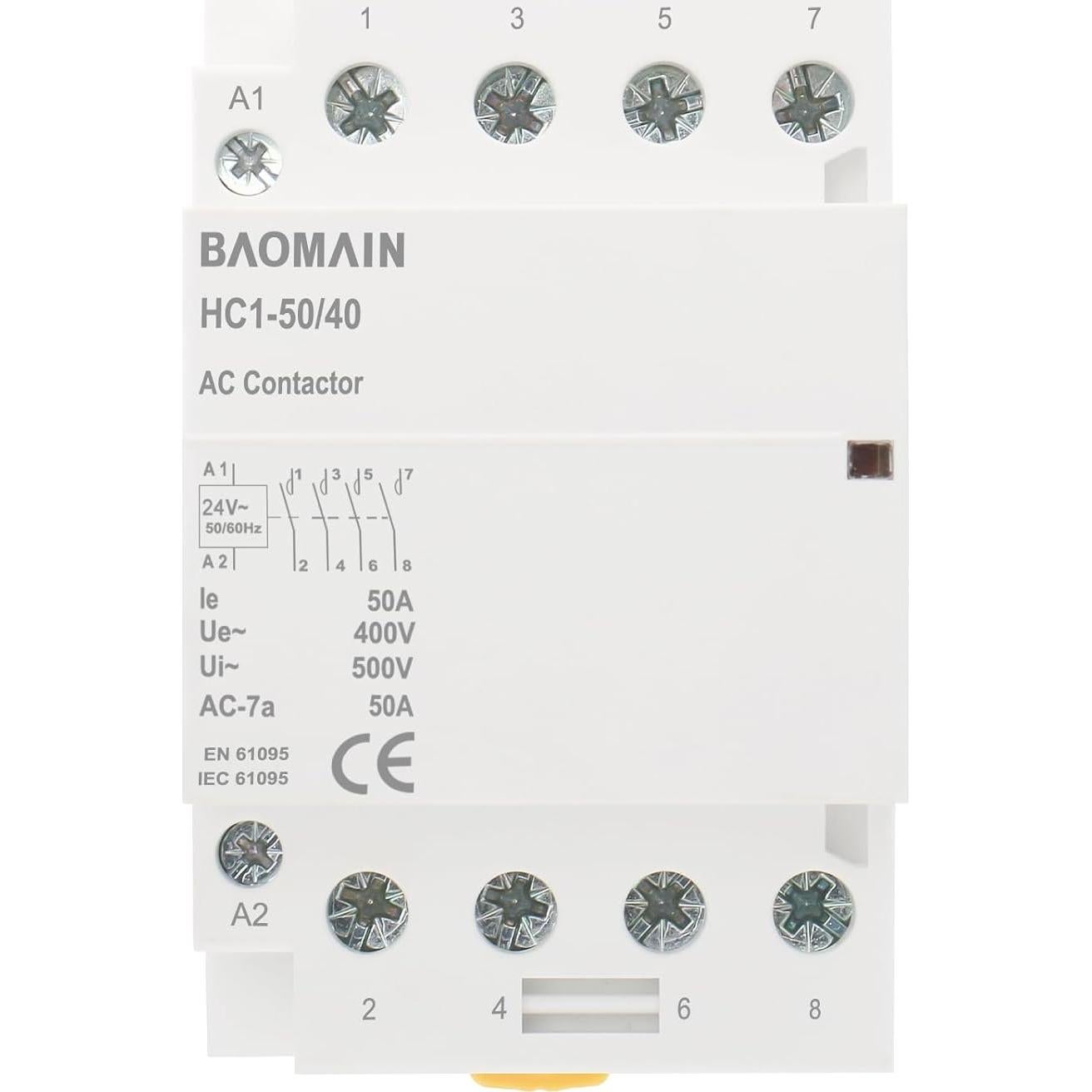 Contactor Baomain 24V AC 50A 4 Polos Normalmente Abierto