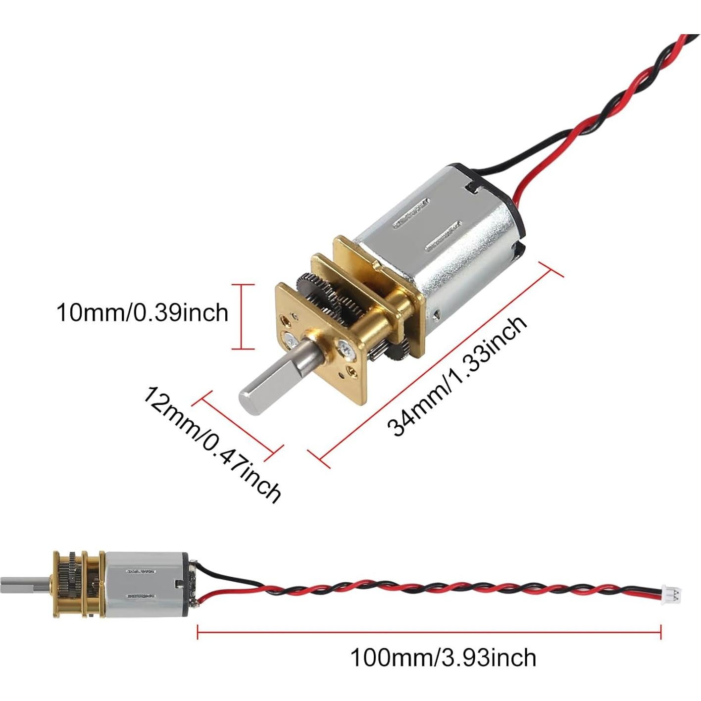 4 PCS Mini Motor de Engranaje N20 DC 3V-6V Metal para Coche RC
