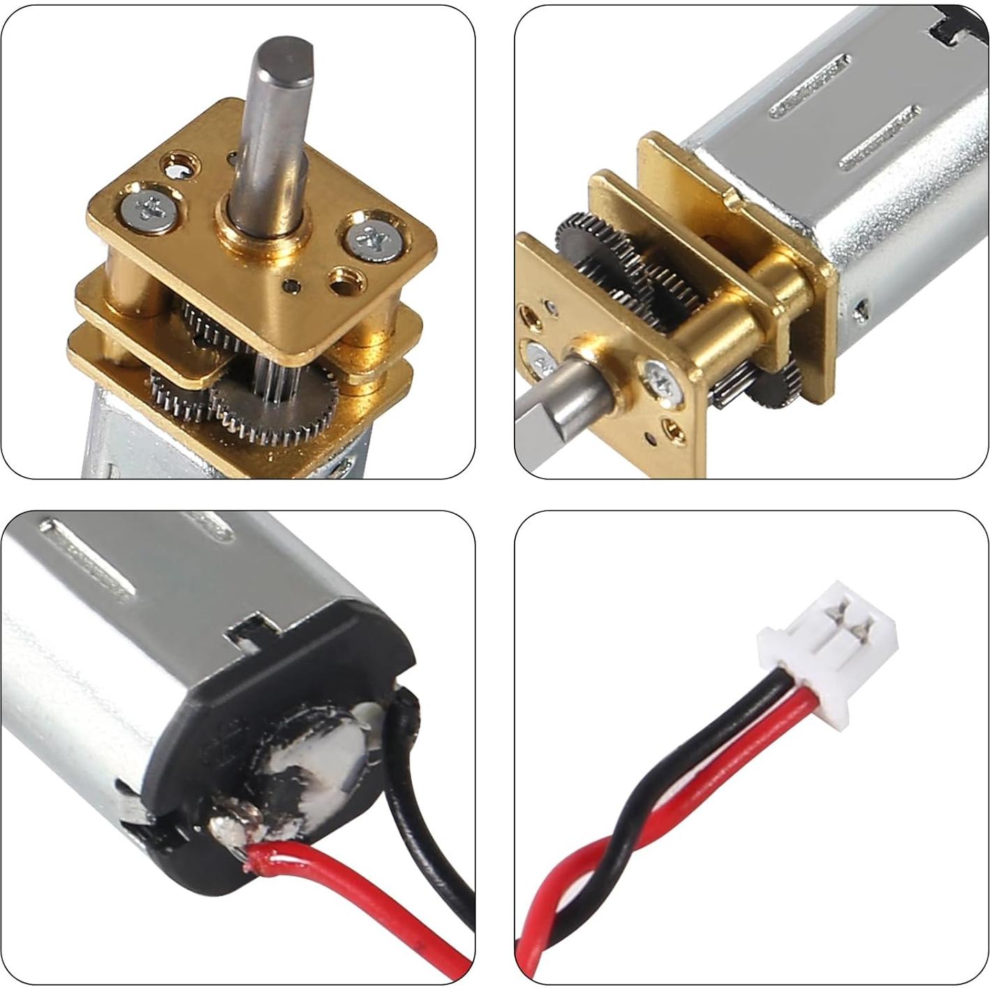 4 PCS Mini Motor de Engranaje N20 DC 3V-6V Metal para Coche RC