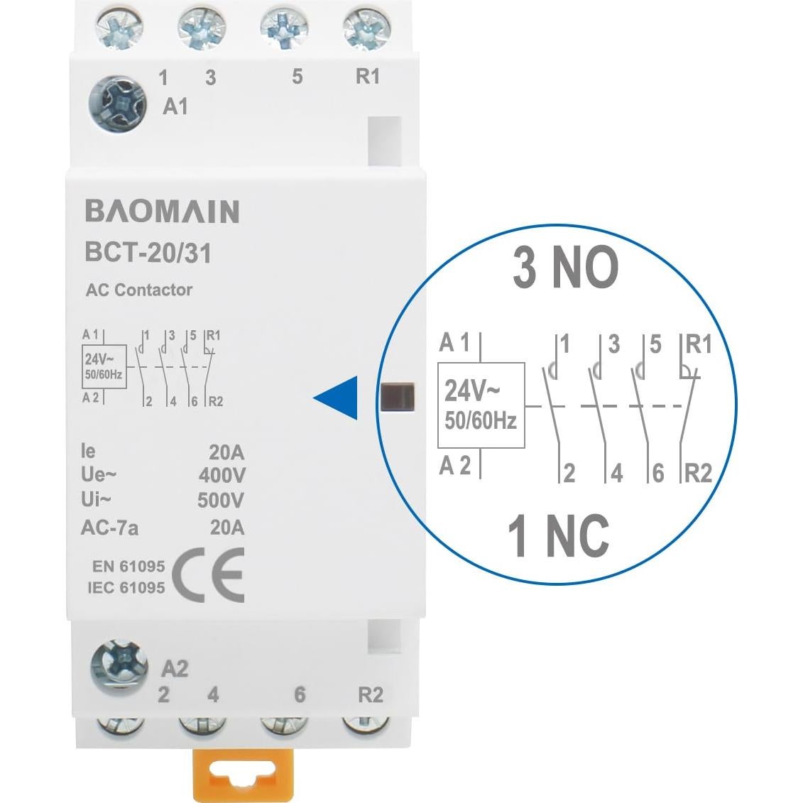 Contactores Modulares Baomain 24V AC 20A 4 Polos DIN BCT-20/31