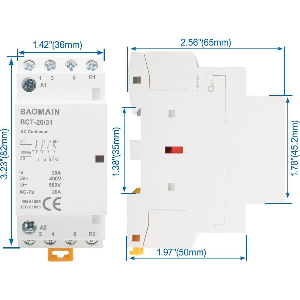 Contactores Modulares Baomain 24V AC 20A 4 Polos DIN BCT-20/31
