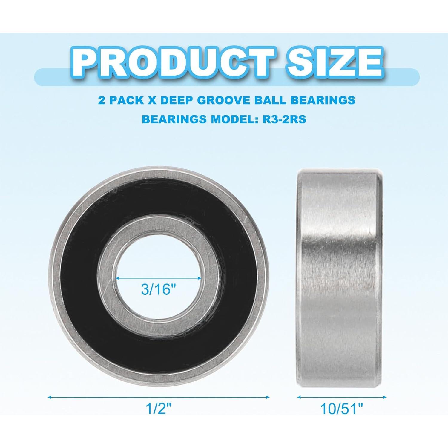 Rodamientos de Bolas PATIKIL R3-2RS Doble Sellado 2 Piezas