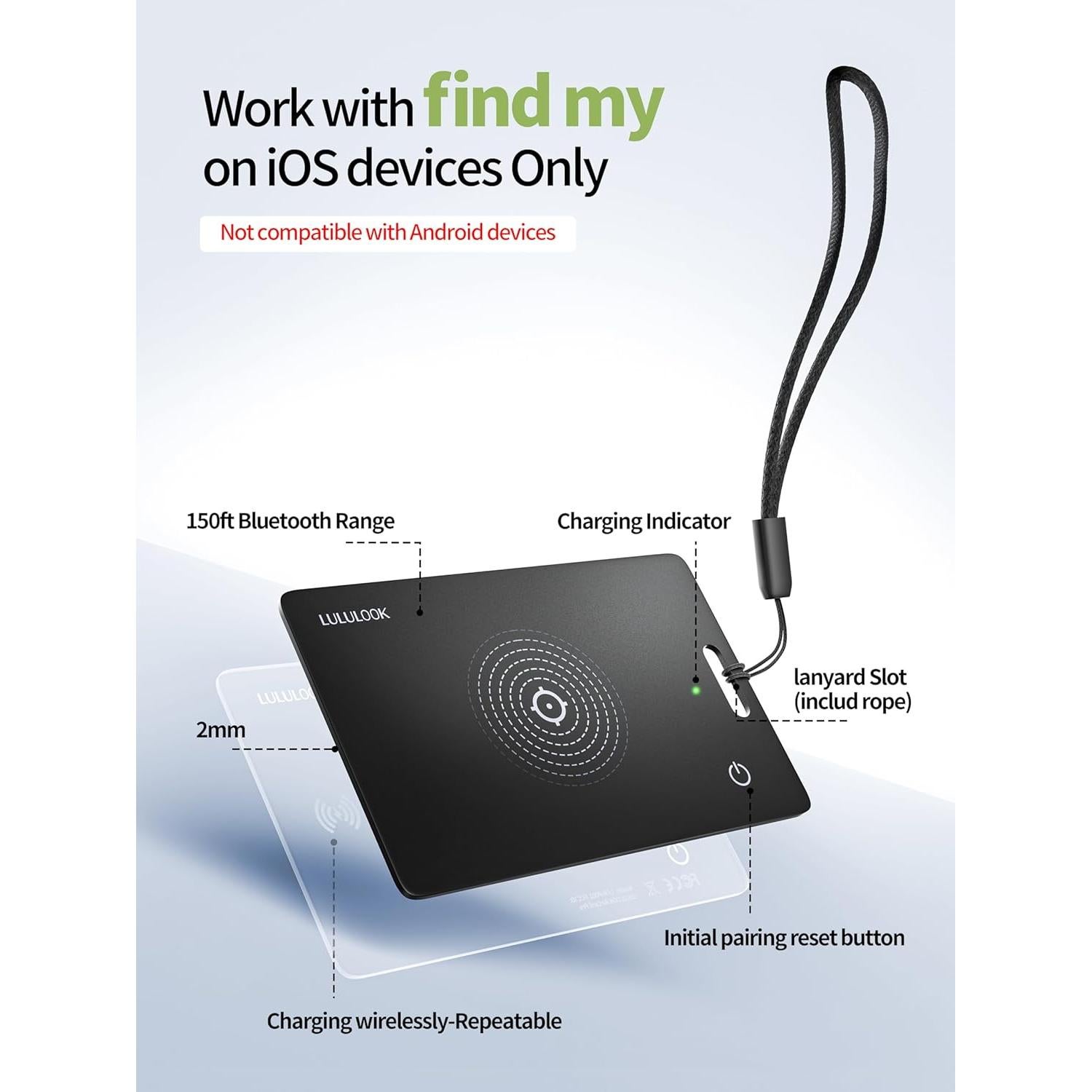 Tarjeta Rastreadora LULULOOK 3 Pack Negro, Inalámbrica IP68