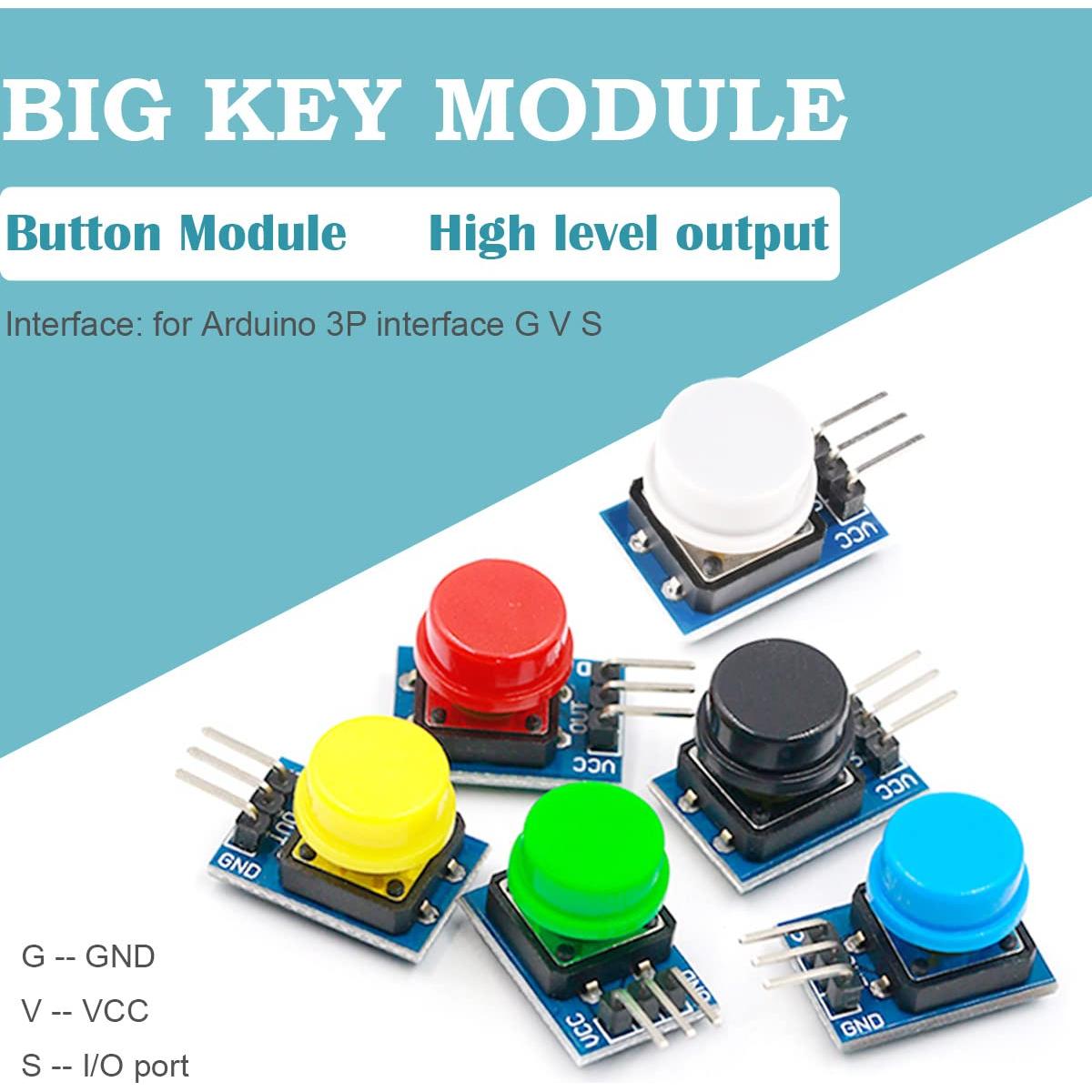 Módulo de Tecla Grande 12x12mm DAOKAI 6 Piezas 3.3V 5V