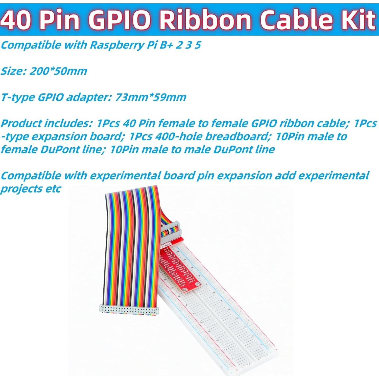 Kit de Cables GPIO 40 Pin Macho a Hembra MTDELE para Raspberry Pi