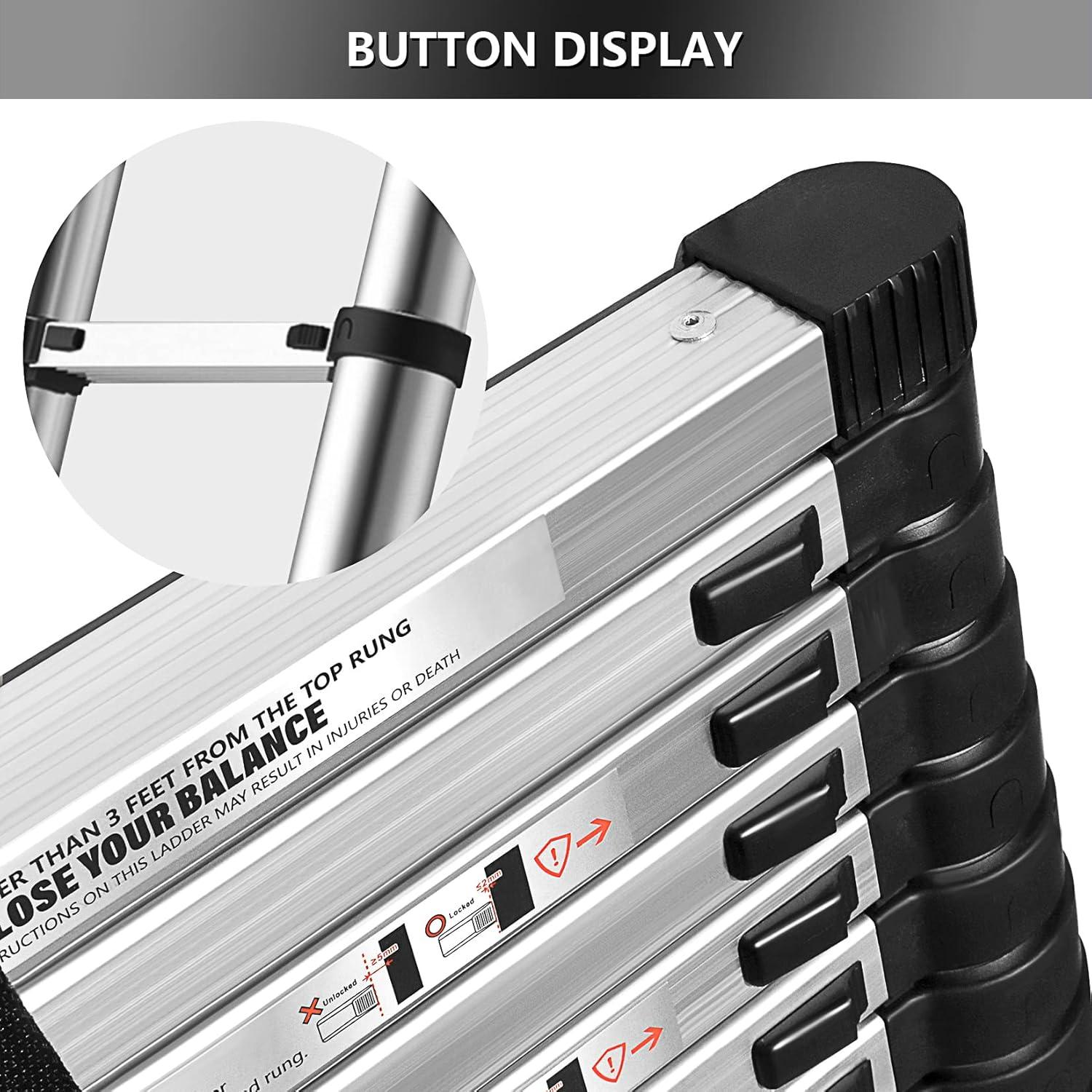 Escalera Telescópica Aluminio 3.8M findmall Plegable Antideslizante