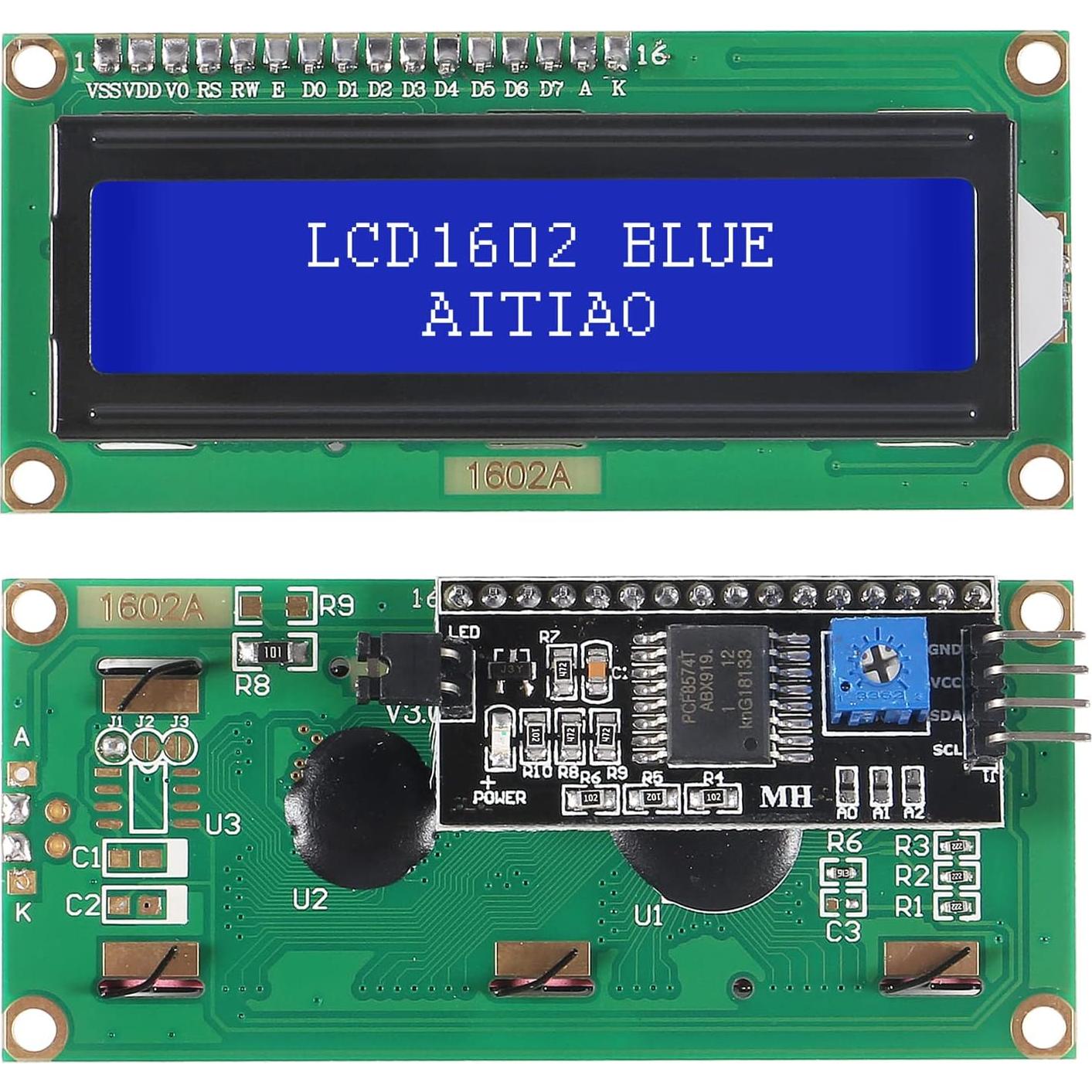 Paquete de 3 Módulos LCD 1602 I2C AITIAO Pantalla Azul