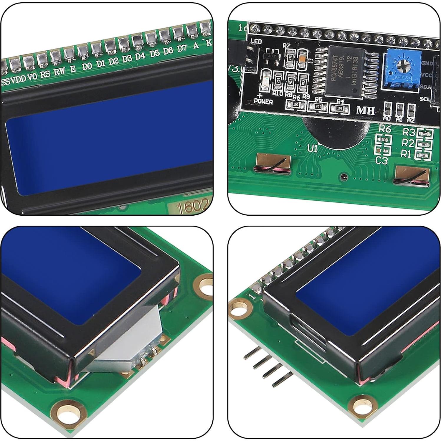 Paquete de 3 Módulos LCD 1602 I2C AITIAO Pantalla Azul