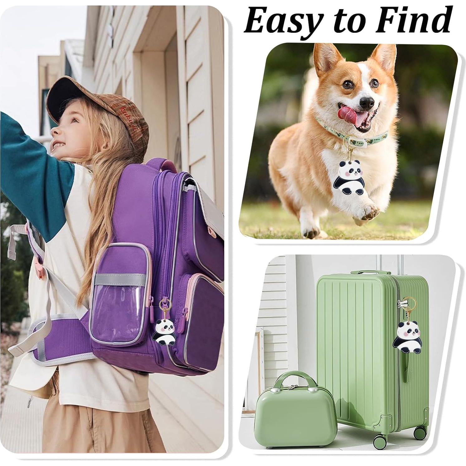 Funda de llavero de cuero PU Letoileite para AirTag Panda