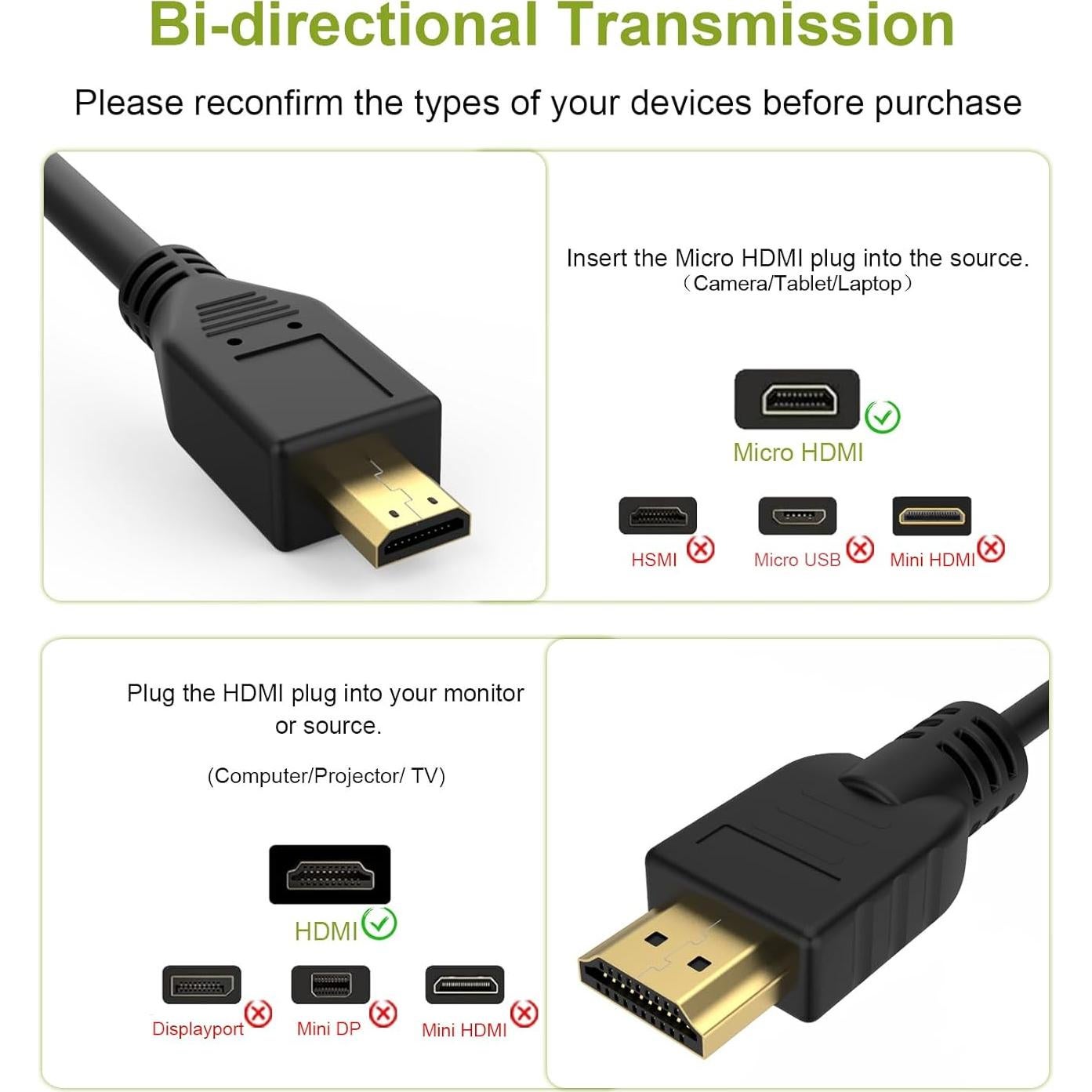 Cable Micro HDMI a HDMI 150 cm Toeasor 4K Compatible GoPro
