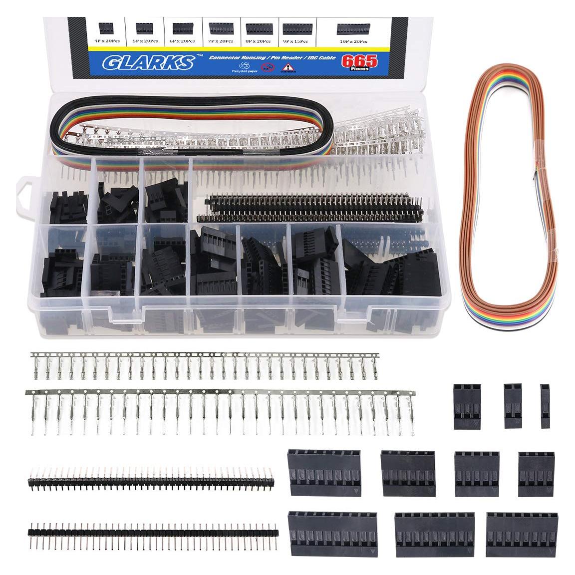 Kit Conectores Macho/Hembra Glarks 635 Piezas 2.54mm IDC