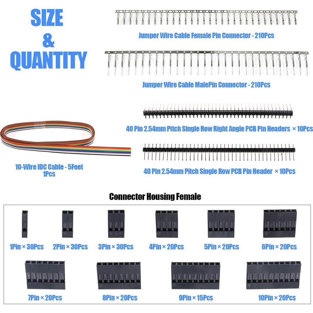 Kit Conectores Macho/Hembra Glarks 635 Piezas 2.54mm IDC