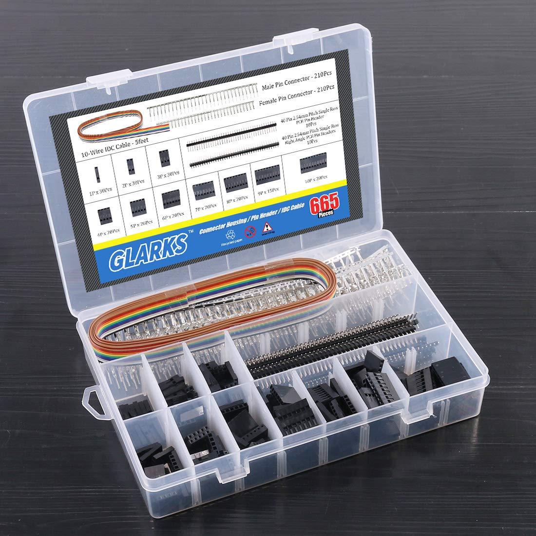 Kit Conectores Macho/Hembra Glarks 635 Piezas 2.54mm IDC