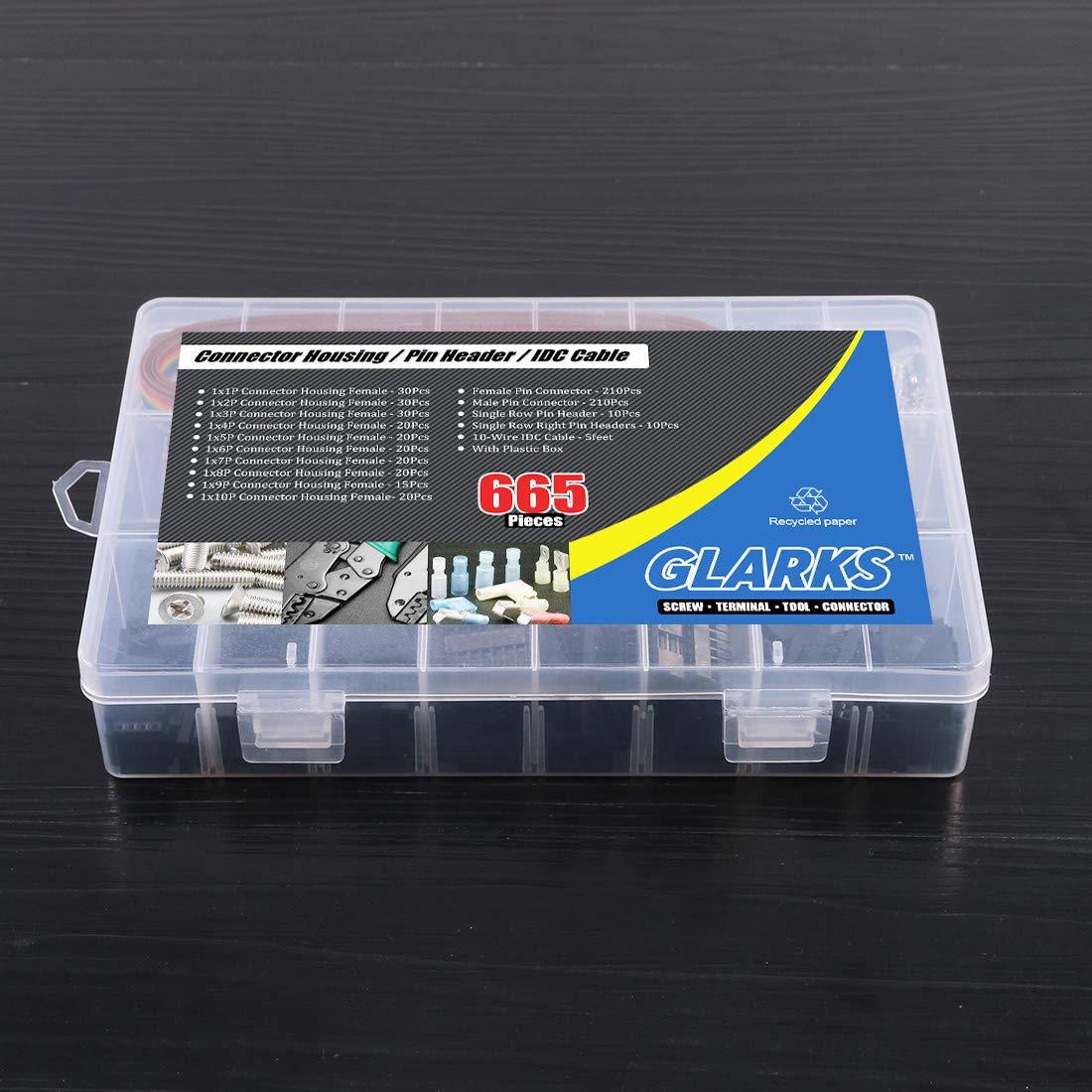 Kit Conectores Macho/Hembra Glarks 635 Piezas 2.54mm IDC