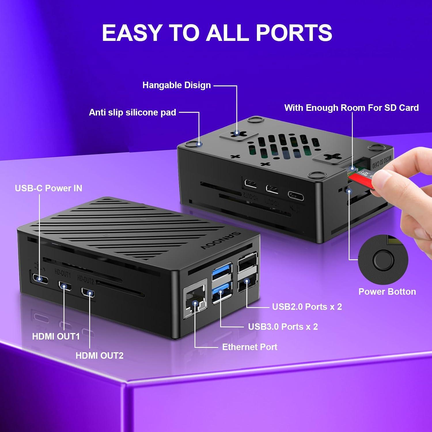 Kit Raspberry Pi 5 16GB SANOOV con Enfriador y Fuente 27W