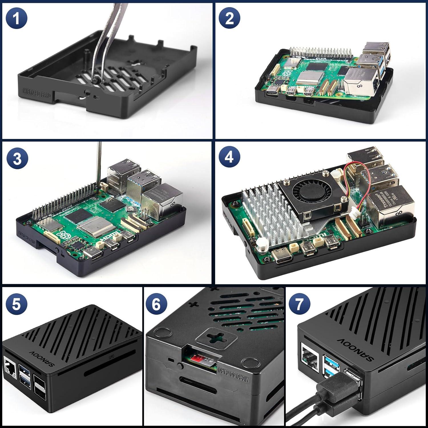 Kit Raspberry Pi 5 16GB SANOOV con Enfriador y Fuente 27W