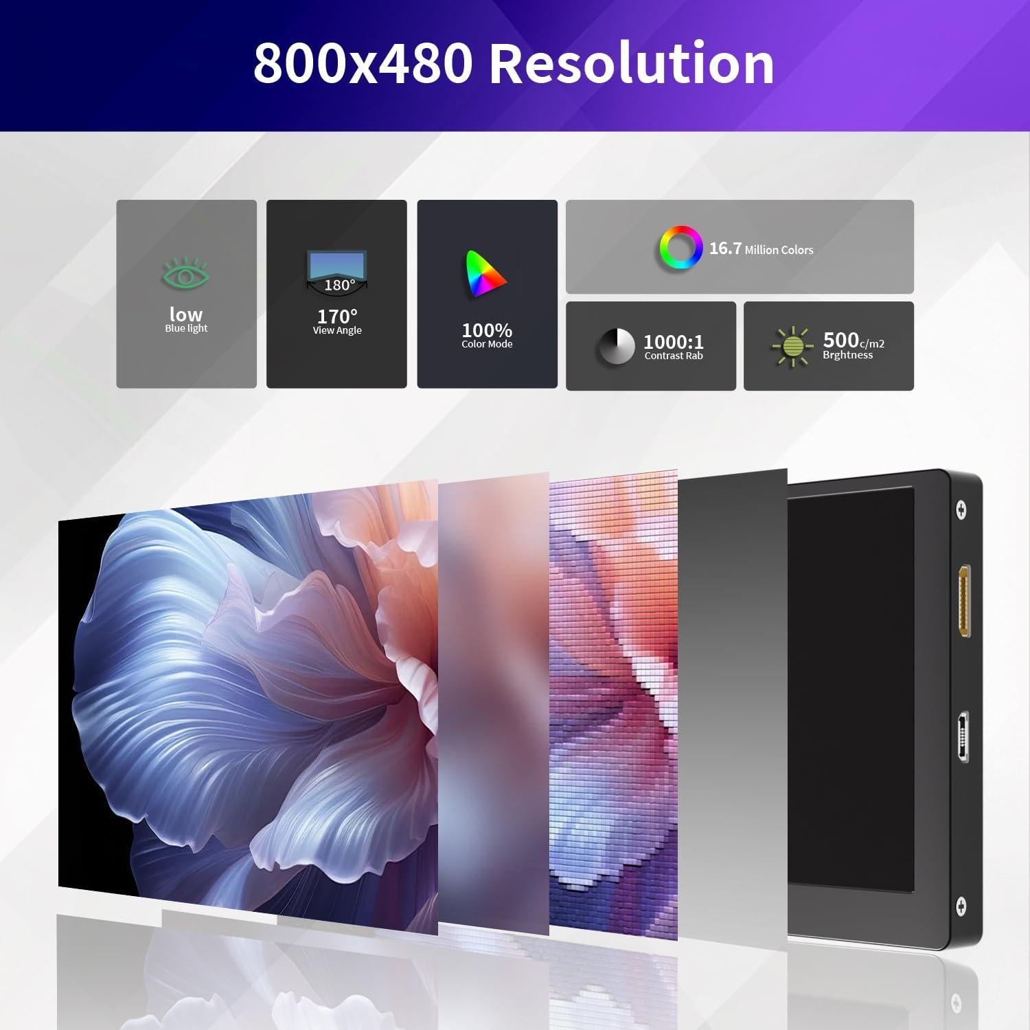 Monitor Mini de 5" SCXryllexa HDMI IPS 800x480 Portátil