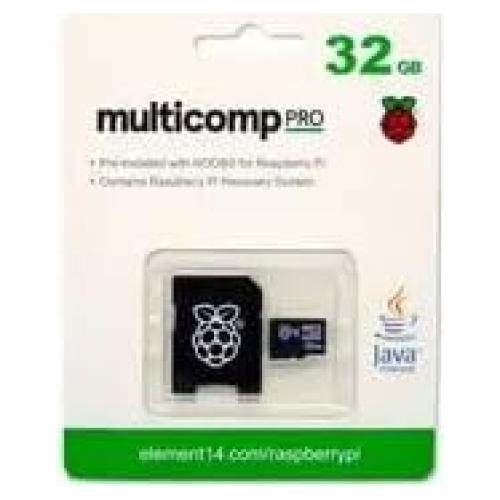 Tarjeta MicroSD 32GB multicomp PRO con NOOBS para Raspberry Pi
