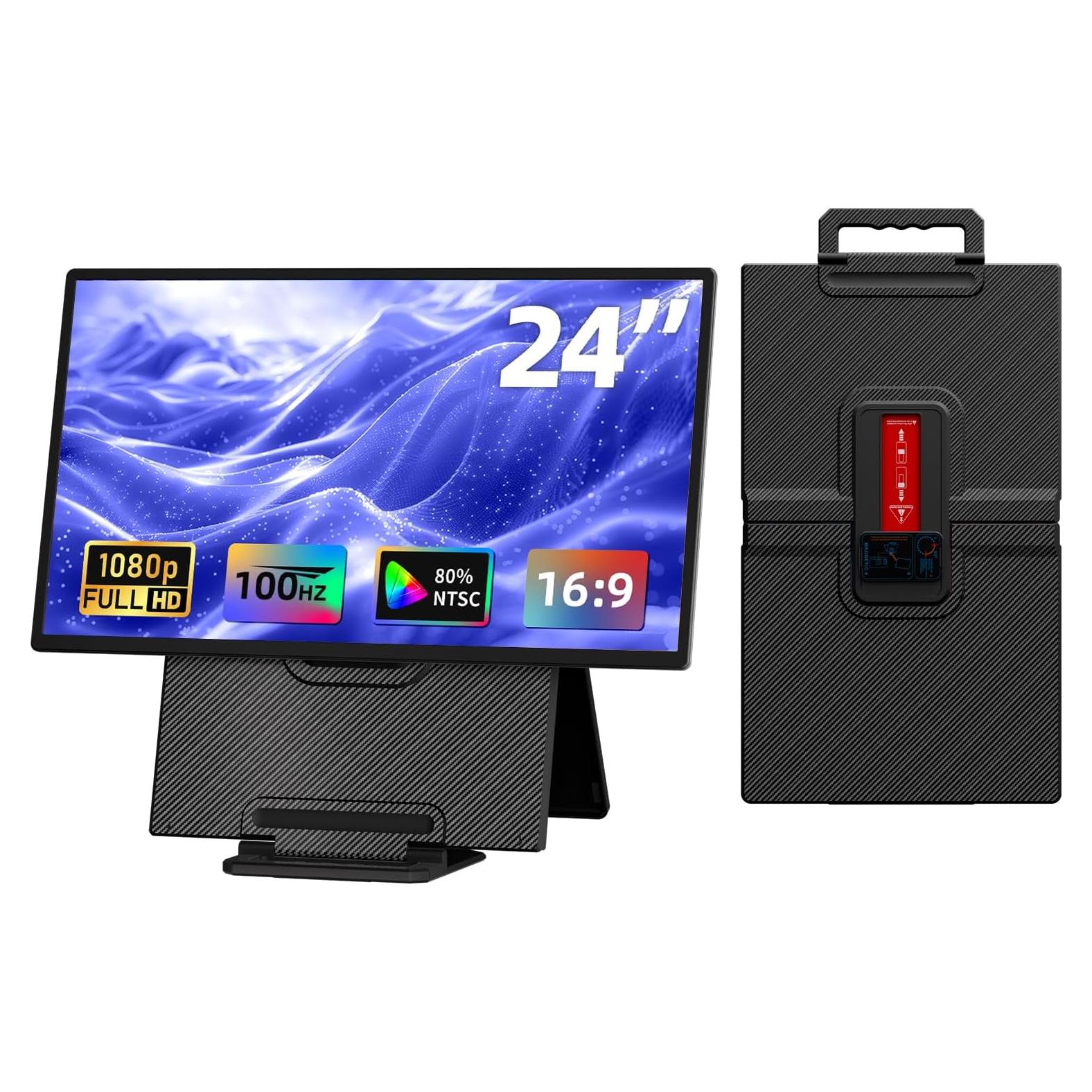 Monitor Portátil AOKER D1 FHD 24" 1080P 100Hz IPS USB-C HDMI