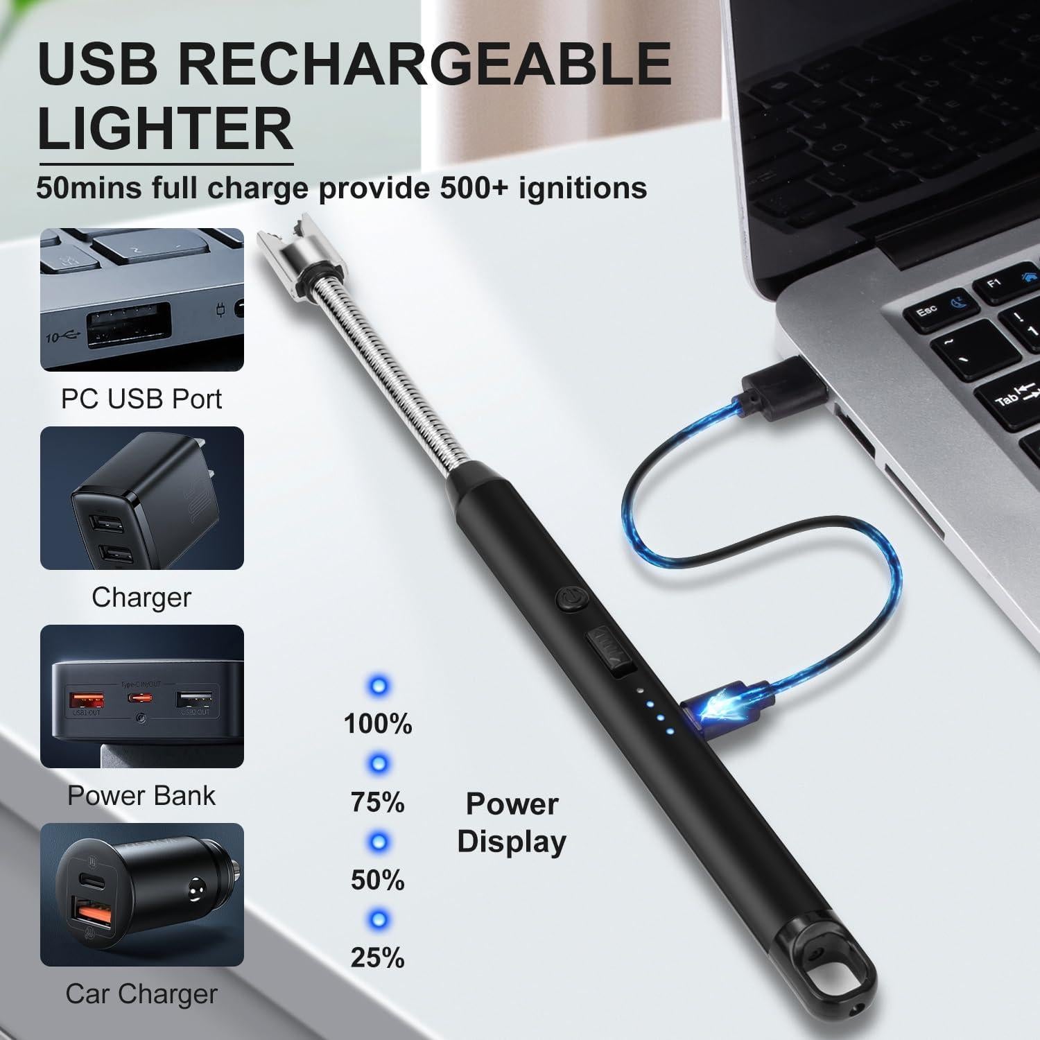 Encendedor Eléctrico Recargable LcFun con Cuello Flexible 25cm