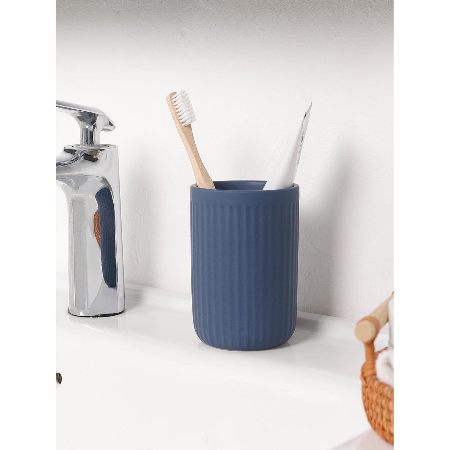 Soporte para Cepillos de Dientes Cerámica INGOFIN Azul Mate 12 oz