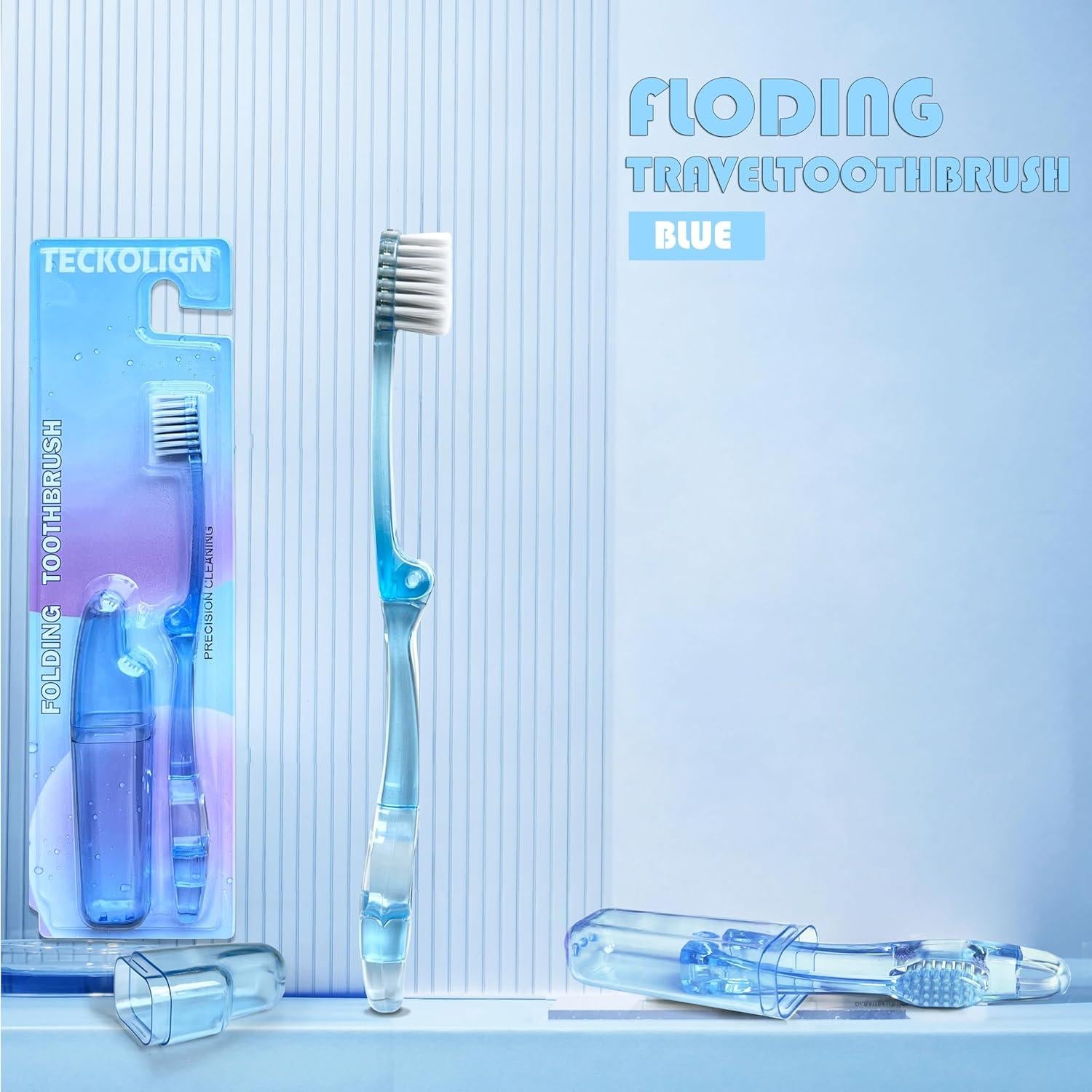 Cepillo de Dientes Plegable Teckolign Azul con Estuche 1Pc