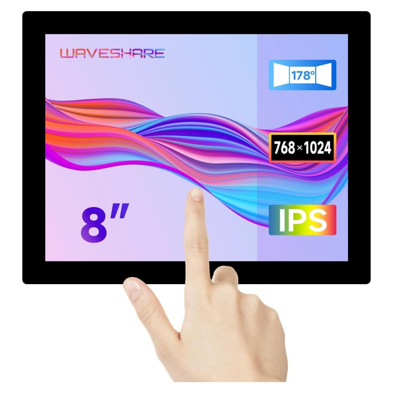 Monitor HDMI 8" Waveshare 768x1024 IPS Táctil 10 Puntos