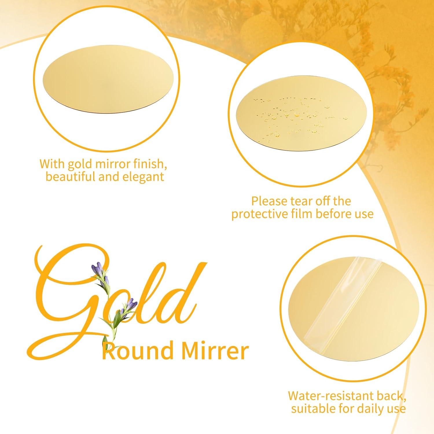 Juego de 24 Espejos Redondos YMHPRIDE 25.4 cm Dorado