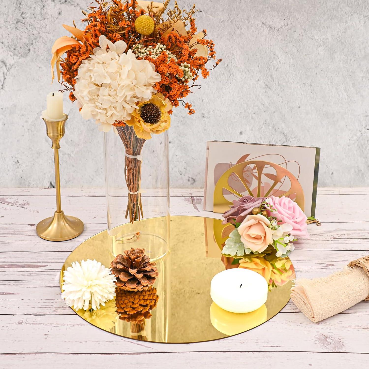 Juego de 24 Espejos Redondos YMHPRIDE 25.4 cm Dorado