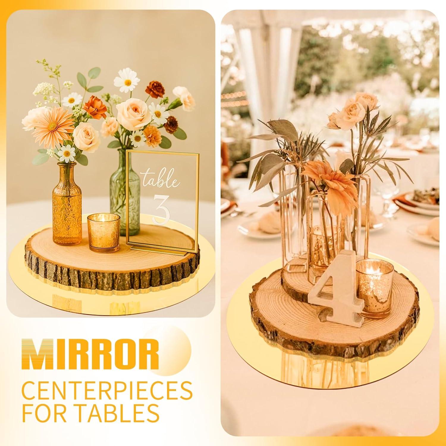 Juego de 24 Espejos Redondos YMHPRIDE 25.4 cm Dorado