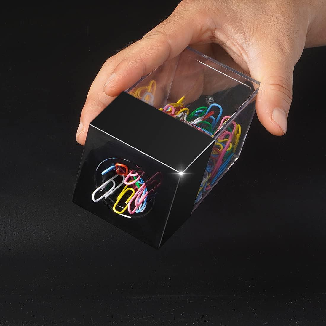 Dispensador de Clips de Papel Magnético Grwanpen - Capacidad 500 Clips, Negro, Paquete de 2