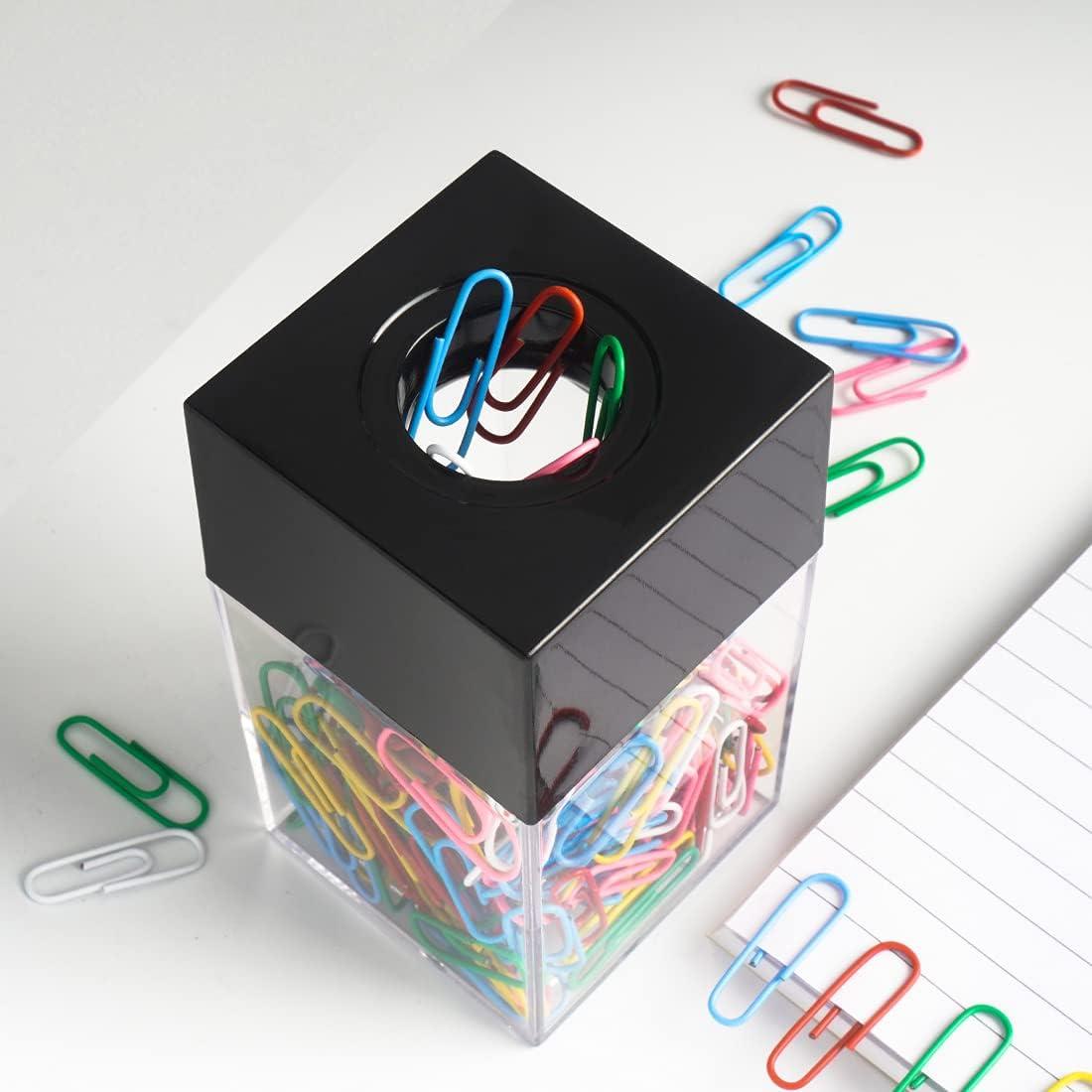 Dispensador de Clips de Papel Magnético Grwanpen - Capacidad 500 Clips, Negro, Paquete de 2