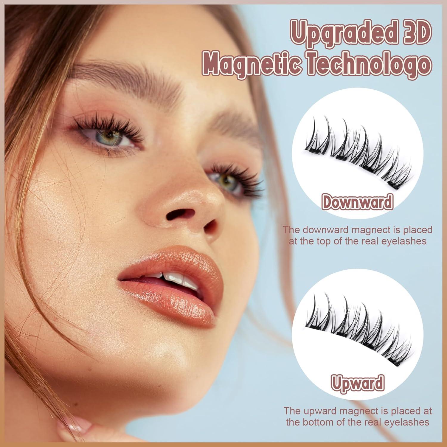 Pestañas Magnéticas Wiwoseo Naturales Reutilizables con Aplicador